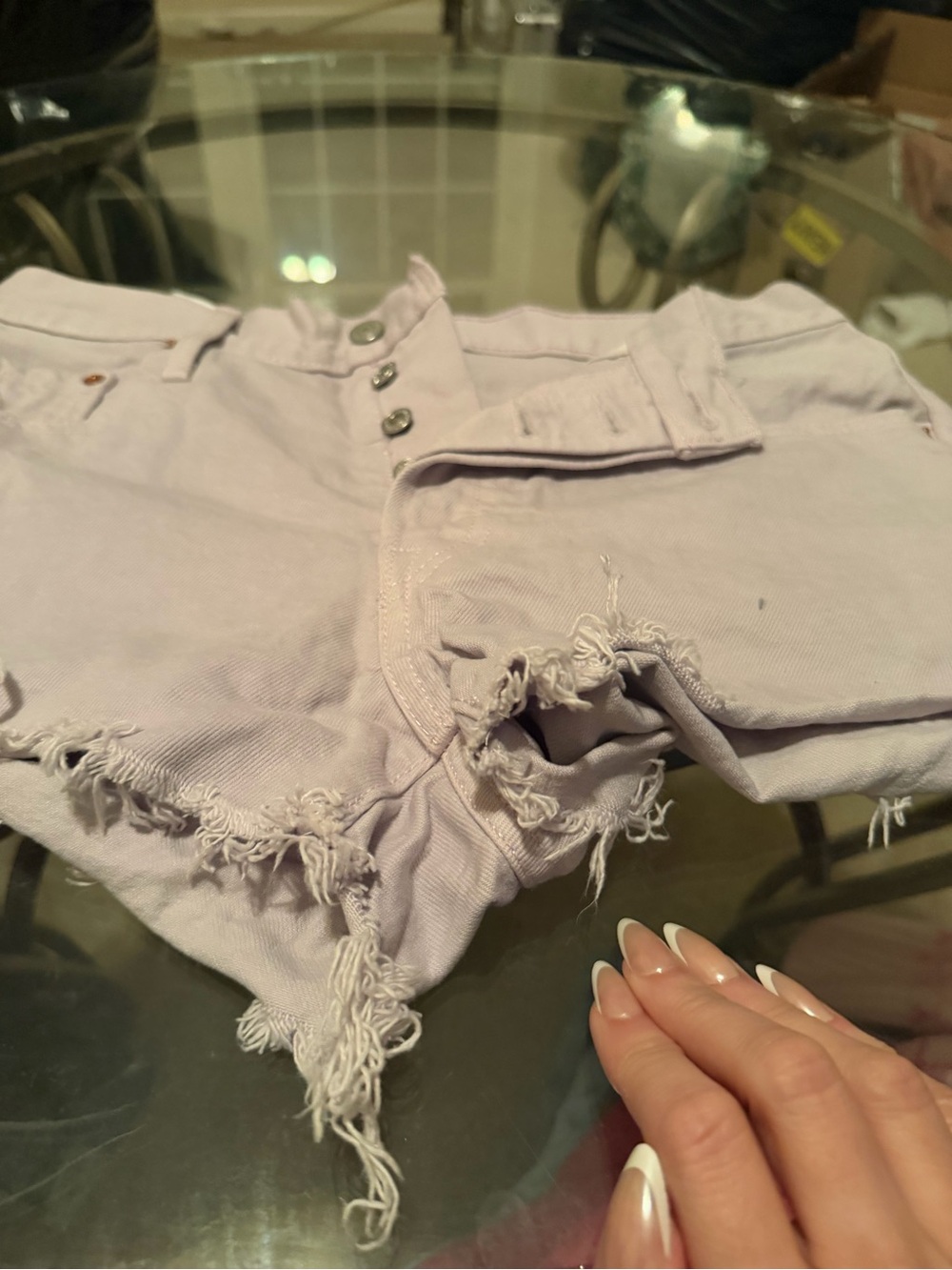 Levi’s Women’s Distressed Lavender Denim Shorts